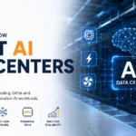 AI data center featuring advanced infrastructure, high-density power, next-generation cooling, powerful GPUs, and scalable technology for AI workloads in 2026.