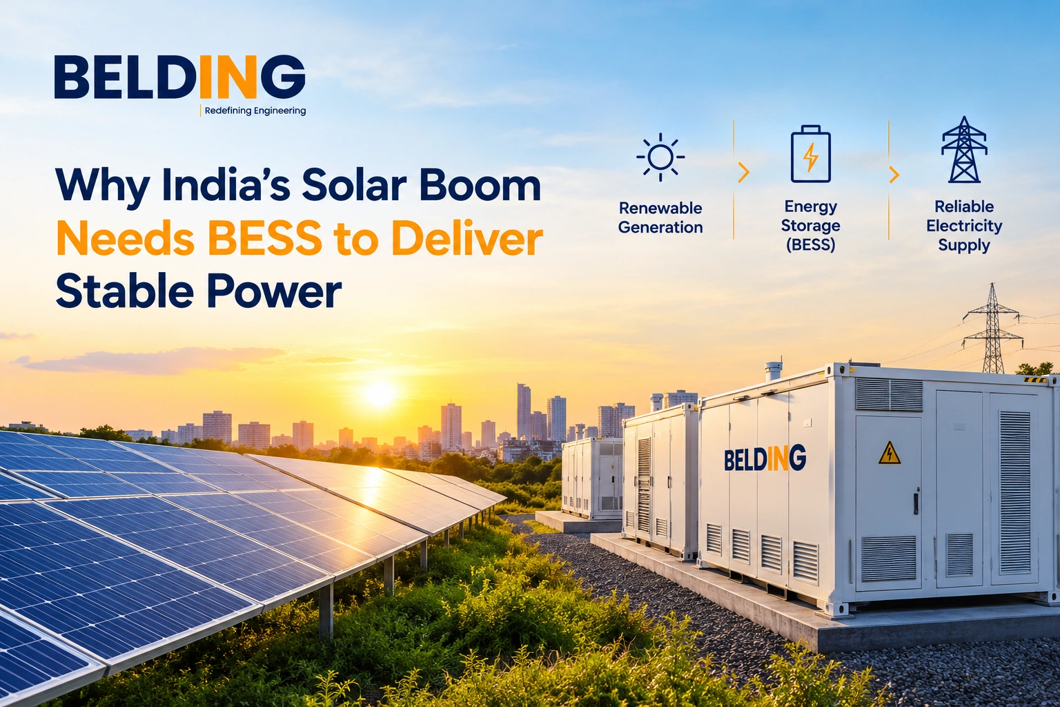 Belding India solar farm with battery energy storage system (BESS) supporting stable and reliable renewable power supply